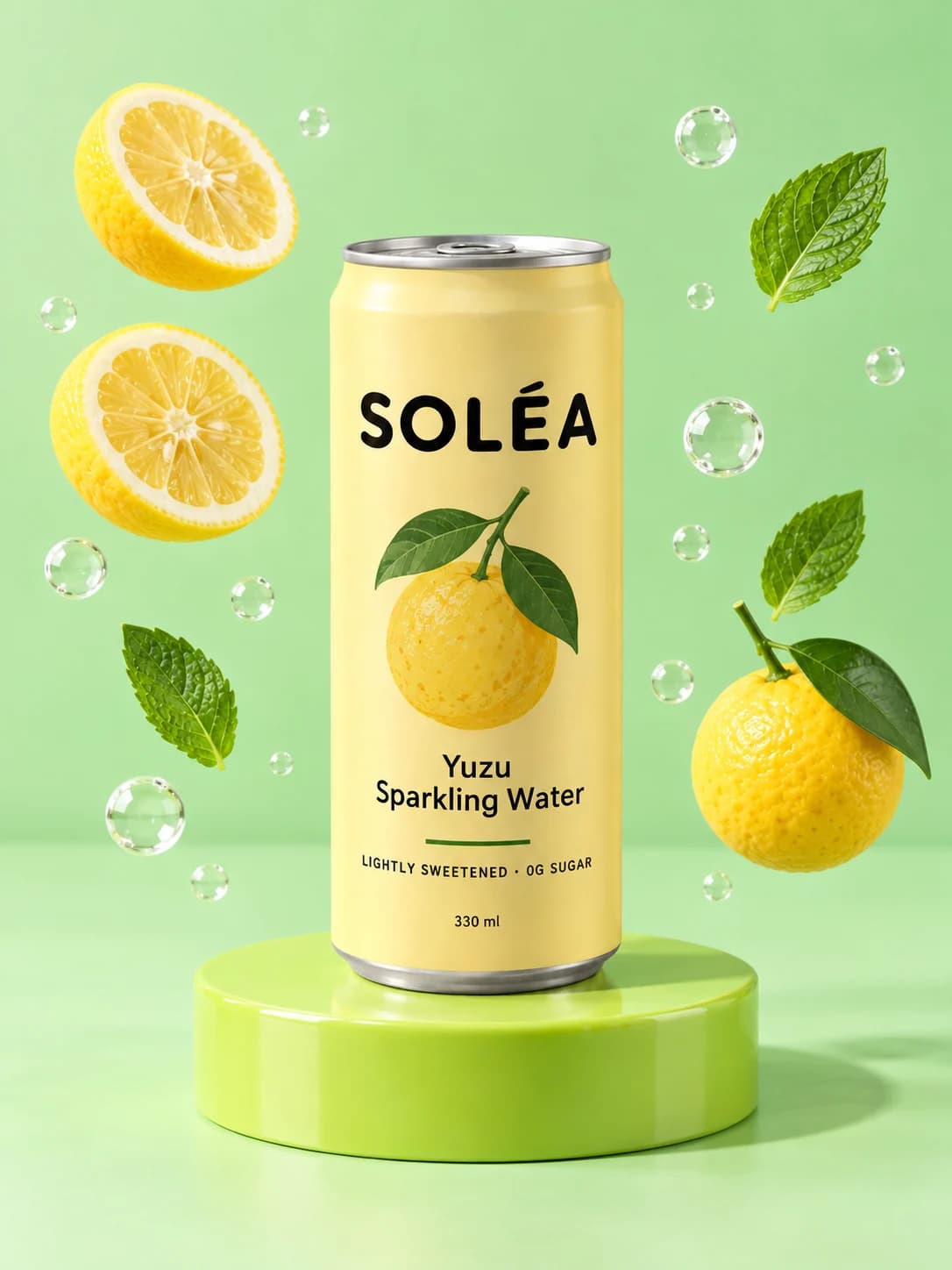 Drink styled against a bold colour block