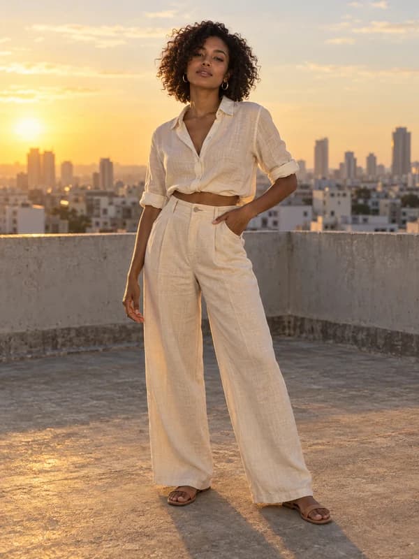 Rooftop pose for outfit try-on