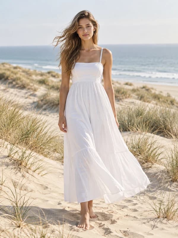 Beach pose for outfit try-on