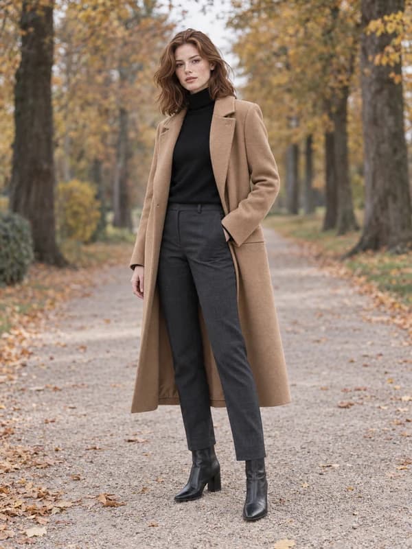 Autumn coat pose for outfit try-on