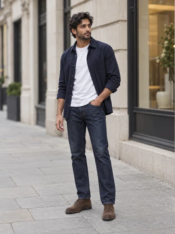 Menswear street pose for outfit try-on