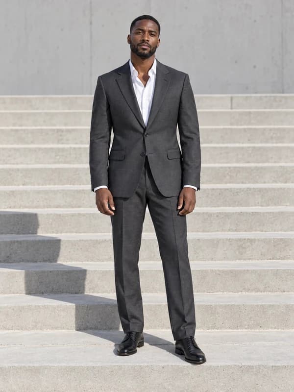Menswear suit pose for outfit try-on
