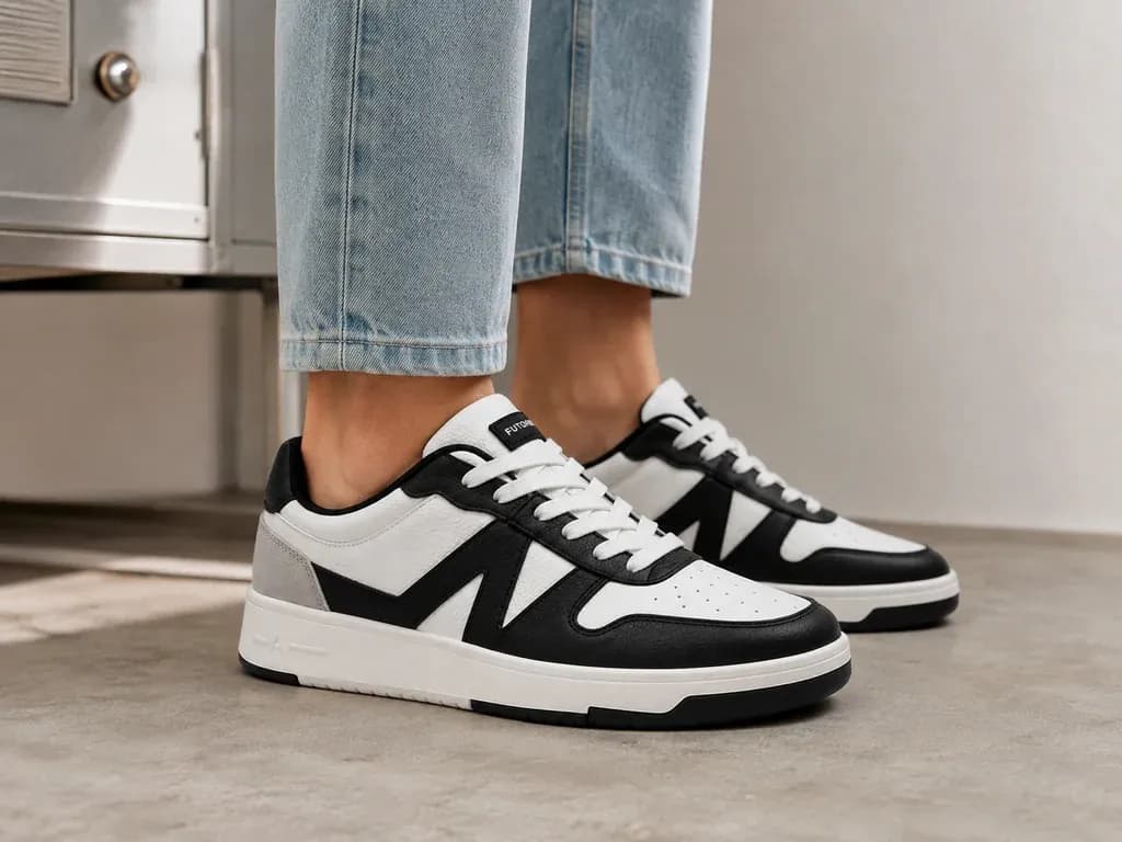 Same sneaker shown on foot