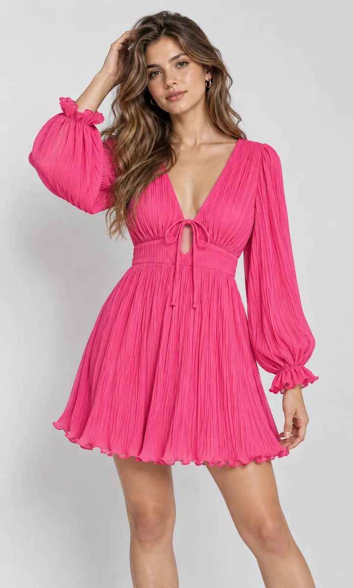 Pleated wrap dress — studio template