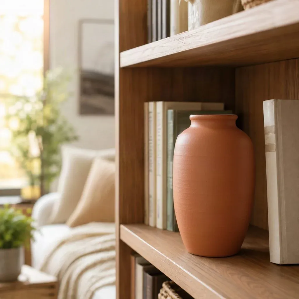 Vase on a shelf after