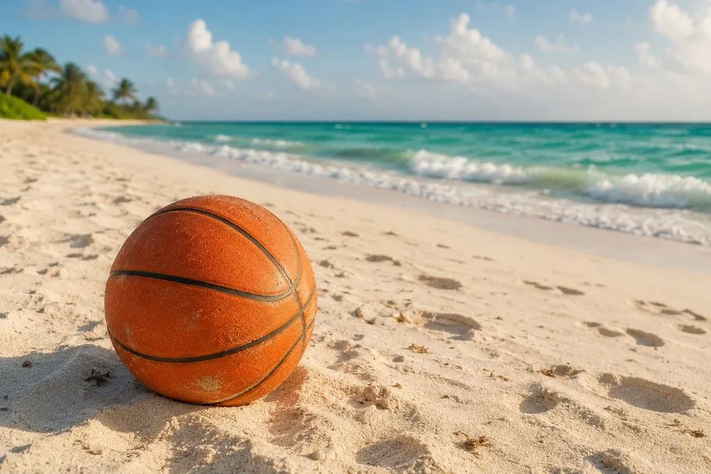 Ball on the beach before