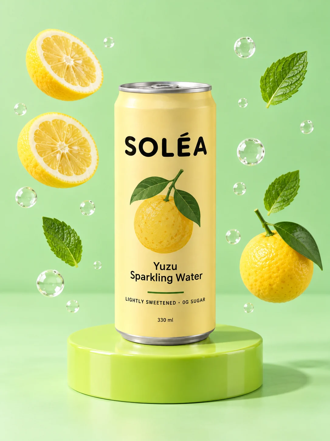 Drink styled against a bold colour block