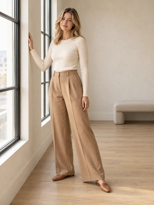 Window light pose for outfit try-on
