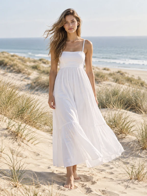 Beach pose for outfit try-on