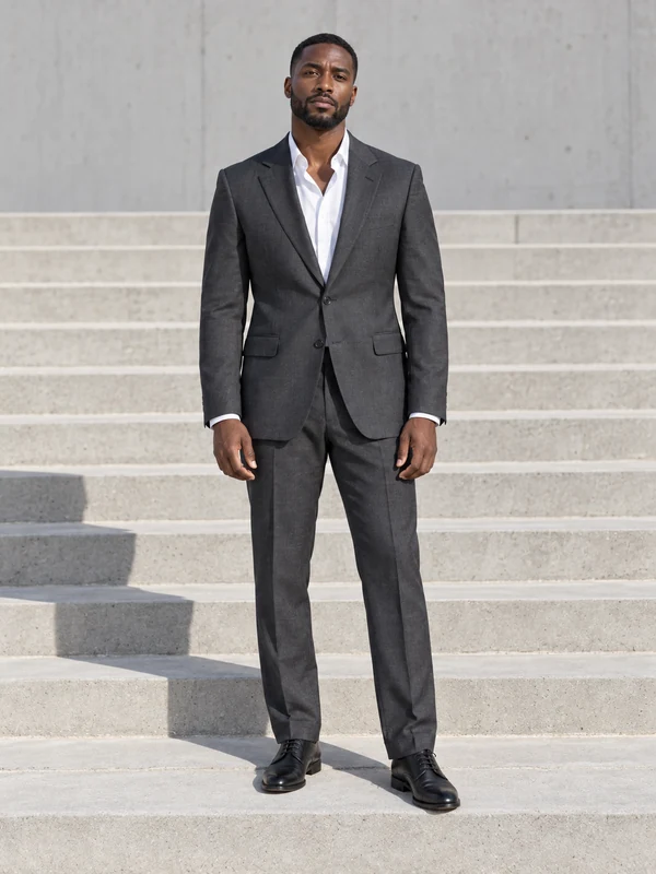 Menswear suit pose for outfit try-on